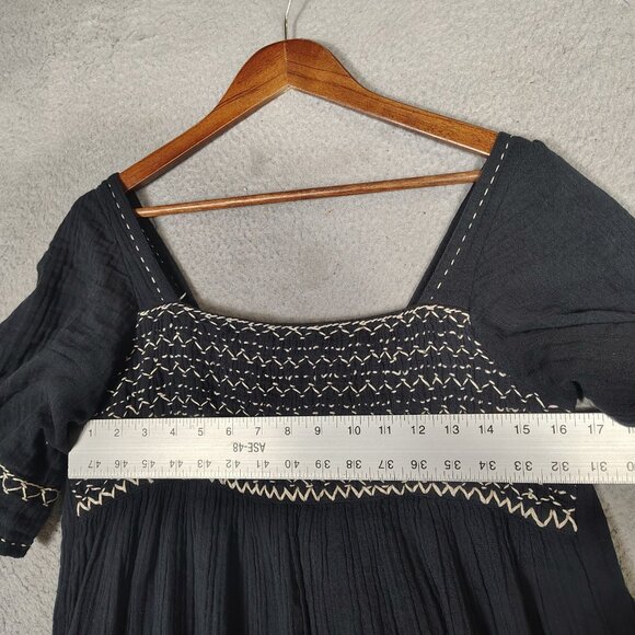 Free People I'm The One Maxi Dress Women's Medium Black Flounce Smocked Boho - Picture 5 of 12